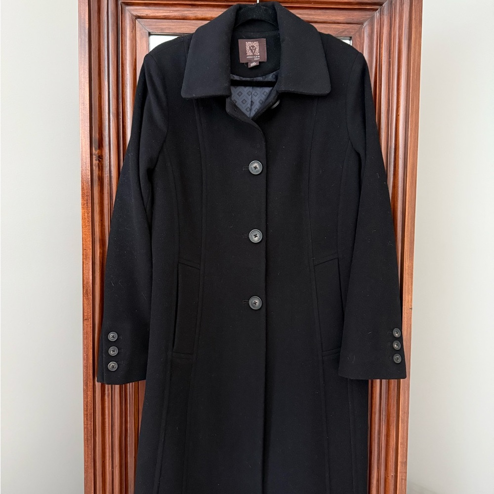 Ann Klein single-breasted Black Pea Coat